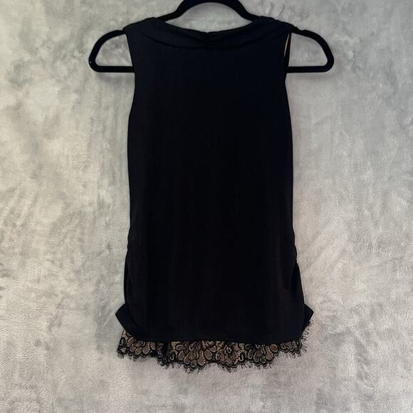 VTG Cache Black Top Layered Cowl Neck Flattering Ruched Sides Sz XS Y2K - Picture 5 of 9